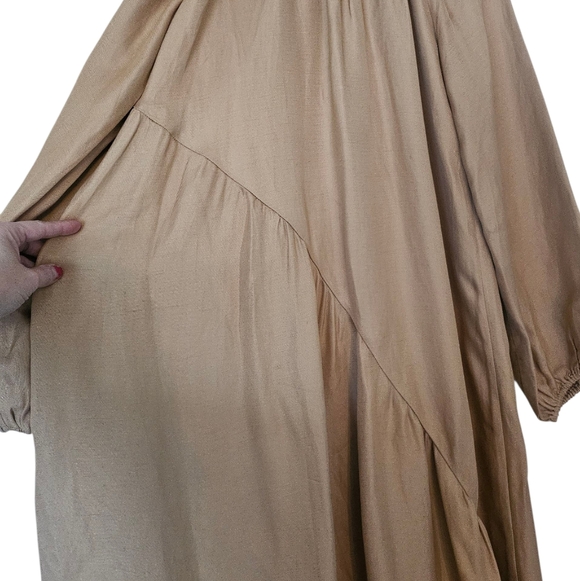 & Other Stories Voluminous Oversized Balloon Sleeve Midi Dress, Beige Size XS - Picture 12 of 14